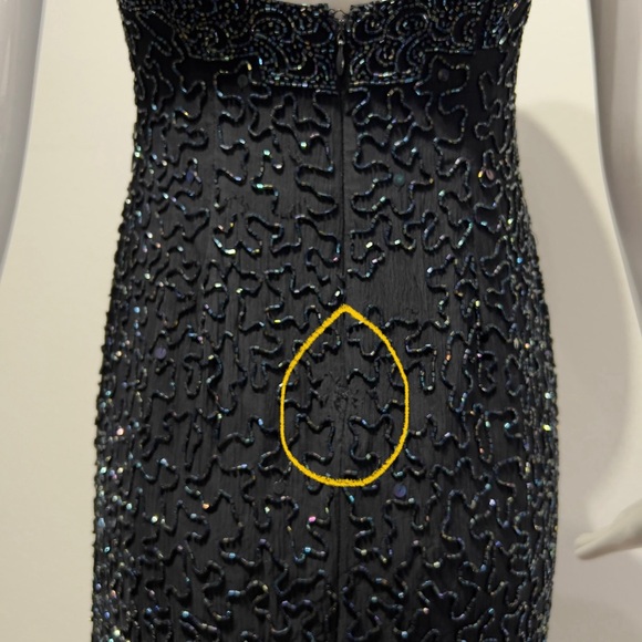 Vintage 80s-90s Andretta Donatello 100% Silk Fully Beaded Black Gown Dress Small - Picture 9 of 16